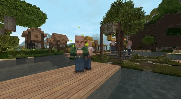 A serene lake at sunrise, surrounded by misty mountains and tall trees.