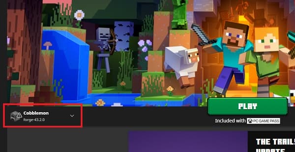 Dark forest trees silhouetted against a misty, ethereal blue and purple sky with a glowing light.