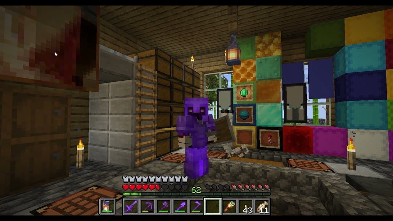 Purple animated PC game character in a video game.