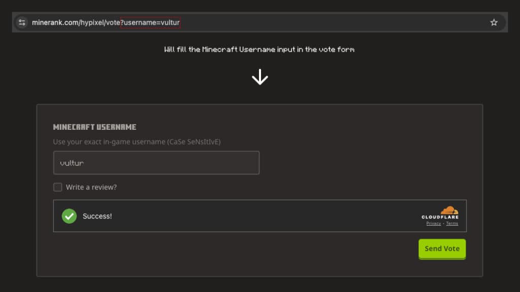 Send vote to minecraft server