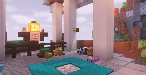 A person wearing a VR headset looks at their hand.