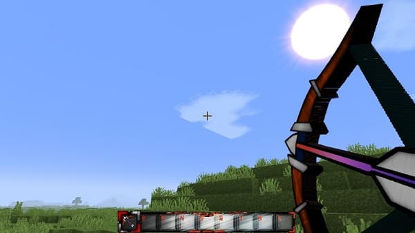 Brown wooden shelf with various books and decorative items.