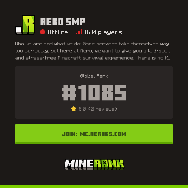Aero SMP Server IP, Reviews and Vote Link - Minerank