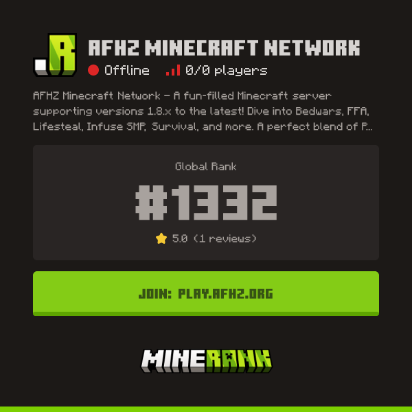 AFHZ Minecraft Network Server IP, Reviews and Vote Link - Minerank