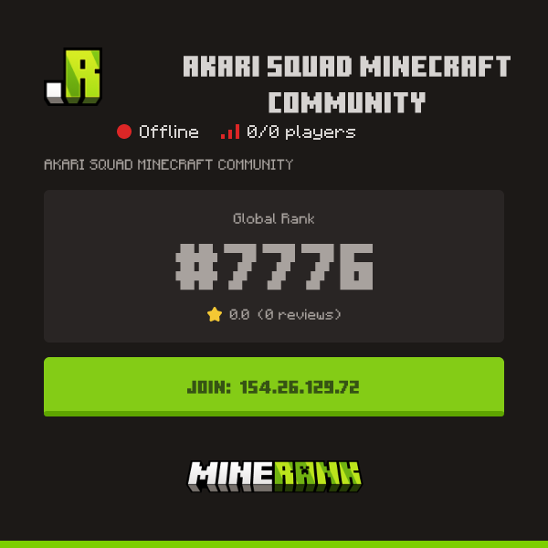 AKARI SQUAD MINECRAFT COMMUNITY Server IP, Reviews and Vote Link - Minerank