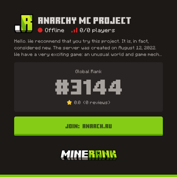 Anarchy MC Project Server IP, Reviews and Vote Link - Minerank