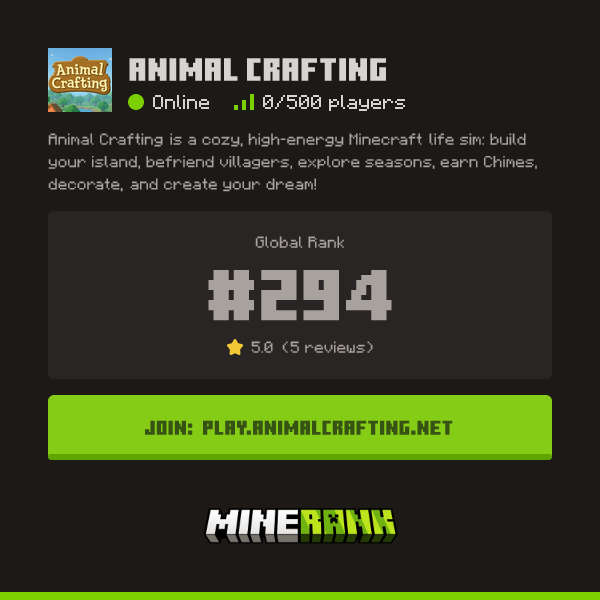 Animal Crafting Server IP, Reviews and Vote Link - Minerank