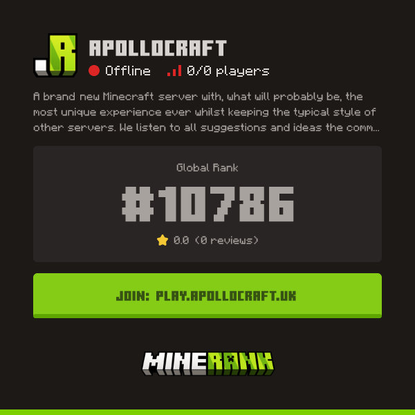 ApolloCraft Server IP, Reviews and Vote Link - Minerank