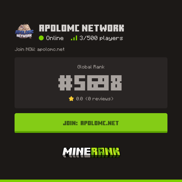 ApoloMC Network Server IP, Reviews and Vote Link - Minerank