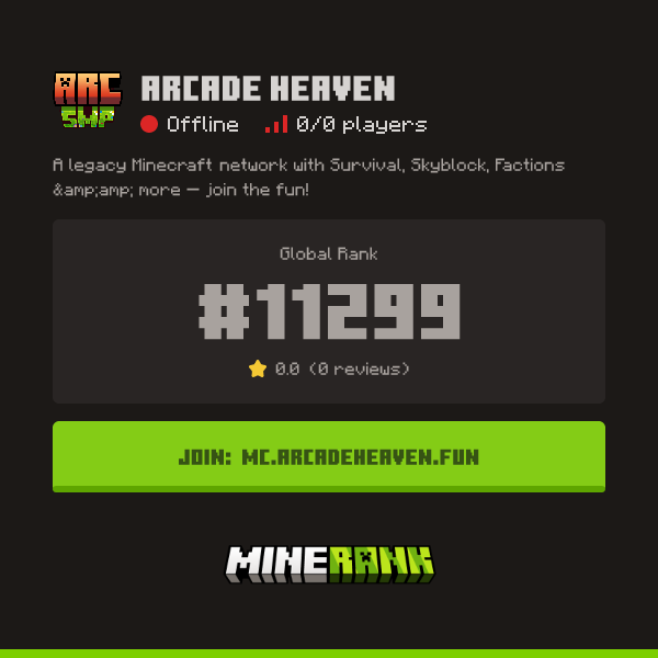 Arcade Heaven Server IP, Reviews and Vote Link - Minerank