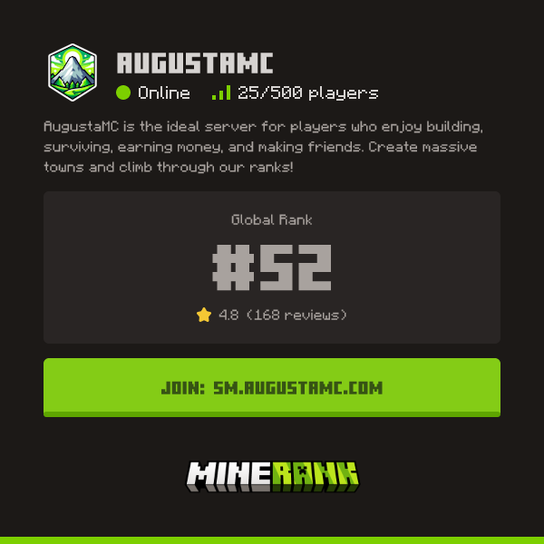 AugustaMC Server IP, Reviews and Vote Link - Minerank