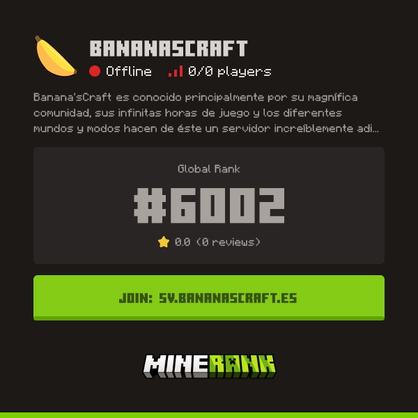 BananasCraft Server IP, Reviews and Vote Link - Minerank