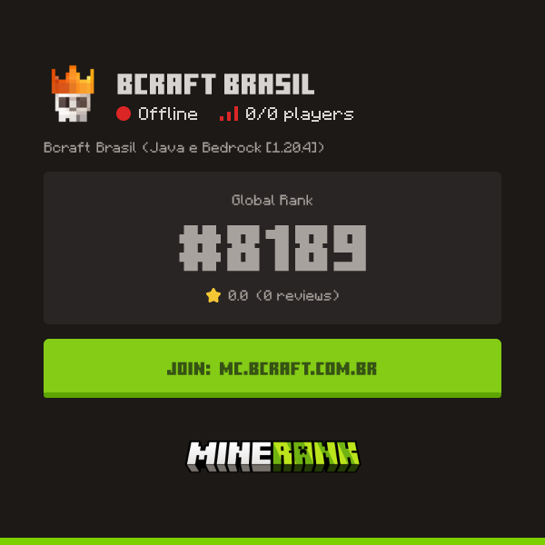 Bcraft Brasil Server IP, Reviews and Vote Link - Minerank