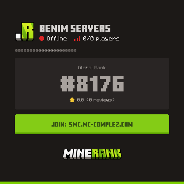 benim servers Server IP, Reviews and Vote Link - Minerank