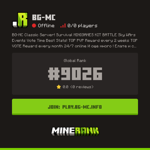 BG-MC Server IP, Reviews and Vote Link - Minerank