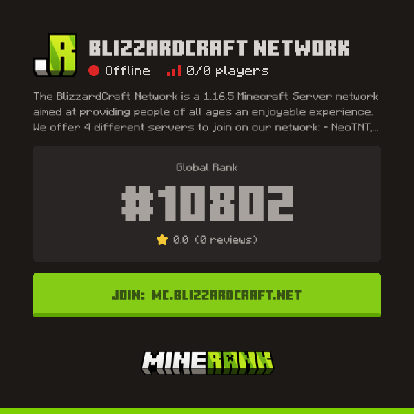 BlizzardCraft Network Server IP, Reviews and Vote Link - Minerank