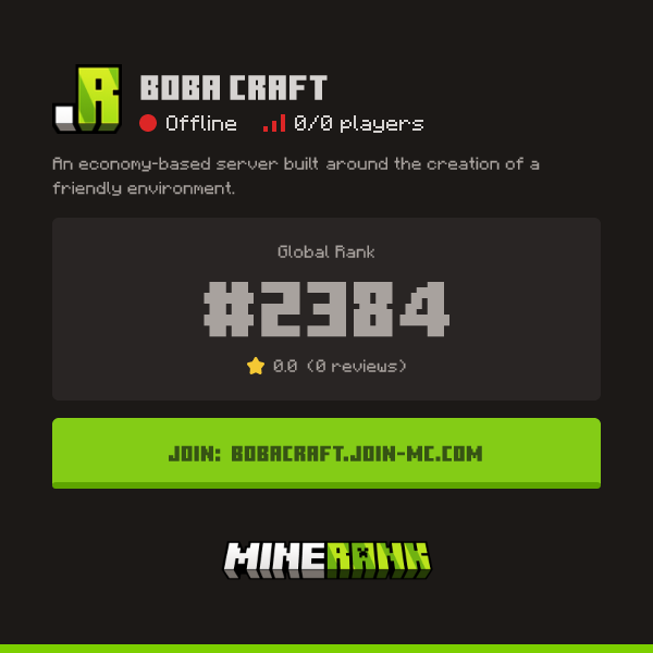 Boba Craft Server IP, Reviews and Vote Link - Minerank