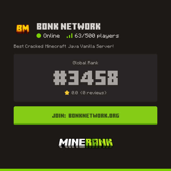 Bonk Network Server IP, Reviews and Vote Link - Minerank
