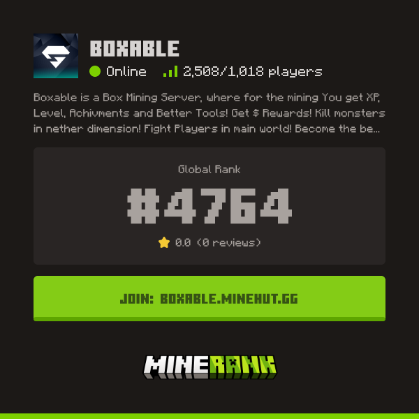 Boxable Server IP, Reviews and Vote Link - Minerank