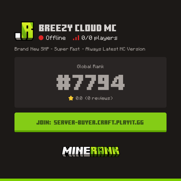 Breezy Cloud MC Server IP, Reviews and Vote Link - Minerank