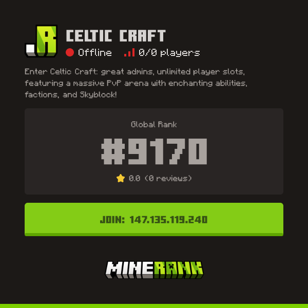 Celtic Craft Server IP, Reviews and Vote Link - Minerank