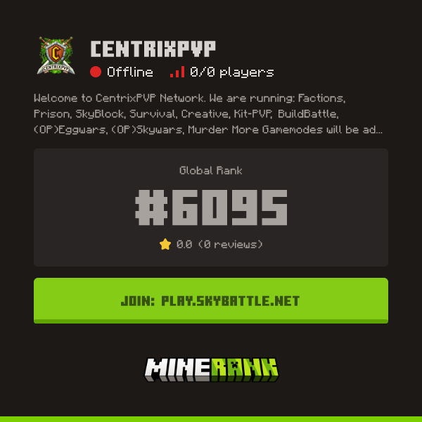CentrixPVP Server IP, Reviews and Vote Link - Minerank