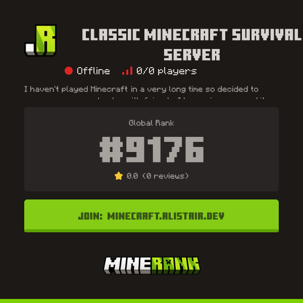 Classic Minecraft Survival Server Server IP, Reviews and Vote Link ...