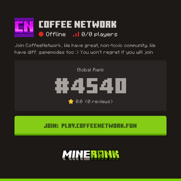 Coffee Network Server IP, Reviews and Vote Link - Minerank