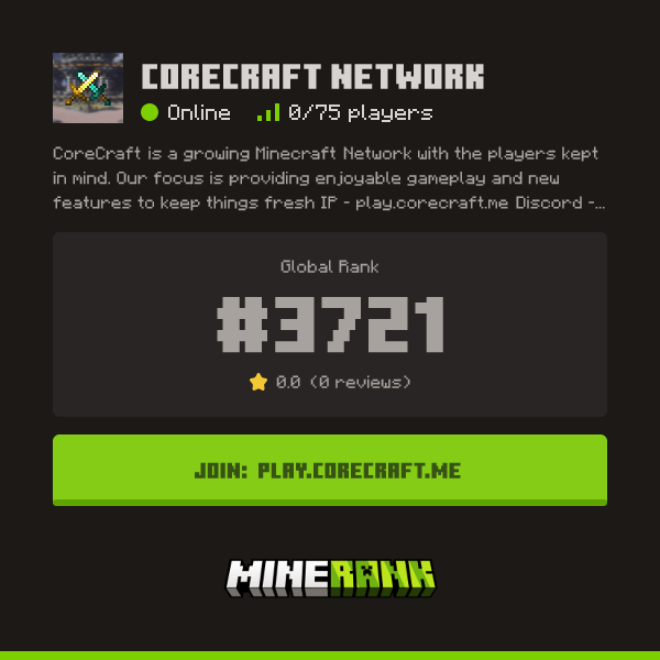 CoreCraft Network Server IP, Reviews and Vote Link - Minerank
