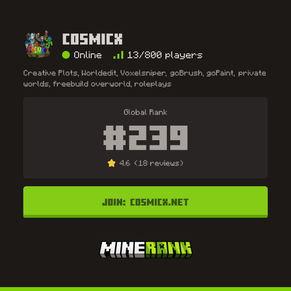 CosmicX Server IP, Reviews and Vote Link - Minerank