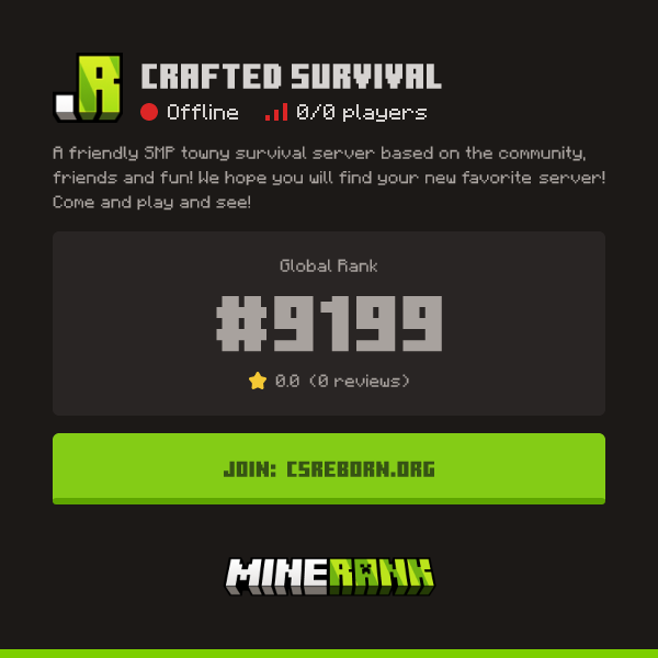 Crafted Survival Server IP, Reviews and Vote Link - Minerank