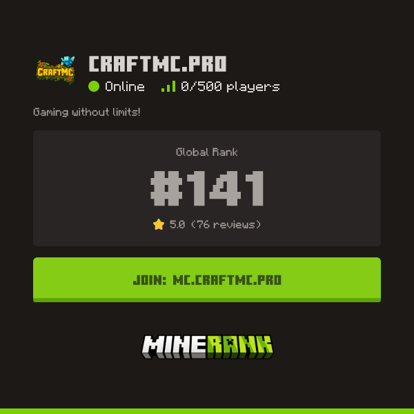 Send Your Vote & Review for CraftMC.pro - Minerank