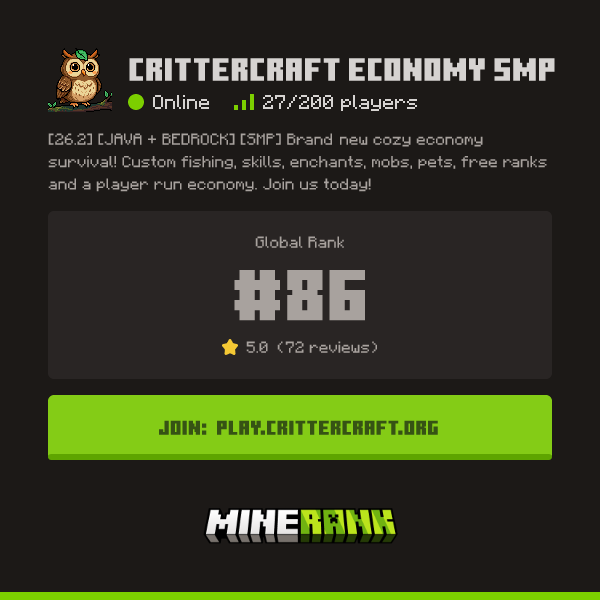 CritterCraft Server IP, Reviews and Vote Link - Minerank