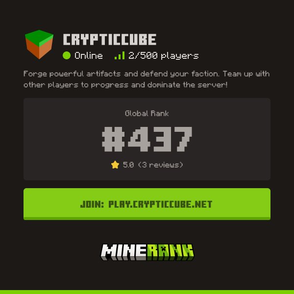 CrypticCube Server IP, Reviews and Vote Link - Minerank