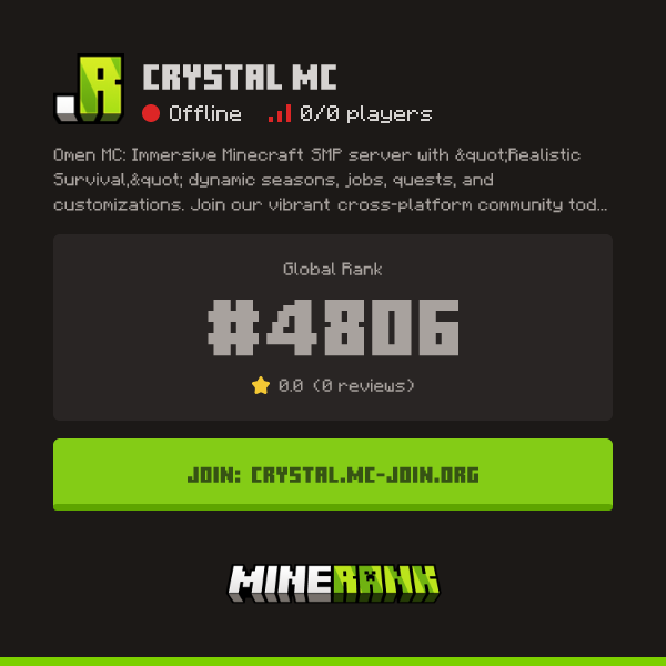 Crystal MC Server IP, Reviews and Vote Link - Minerank