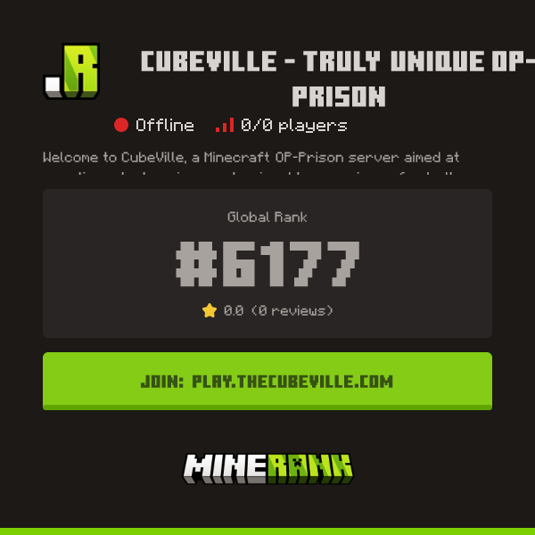 CubeVille - Truly unique OP-Prison Server IP, Reviews and Vote Link ...