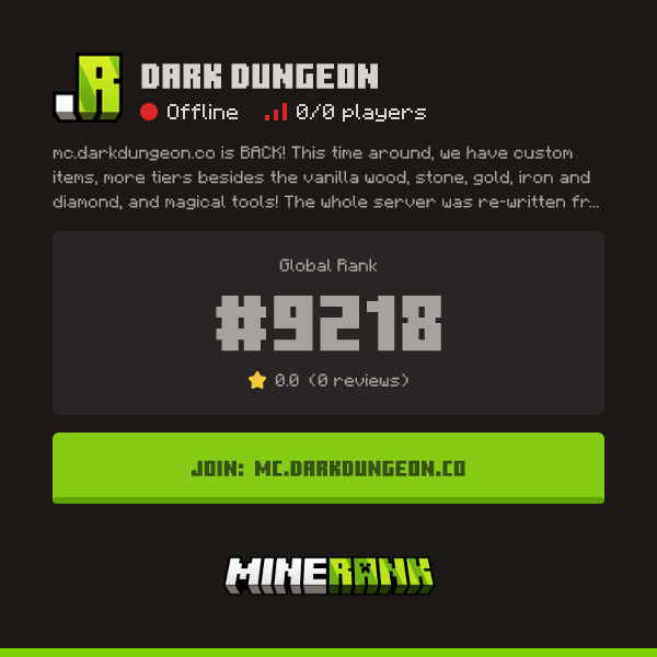 Dark Dungeon Server IP, Reviews and Vote Link - Minerank