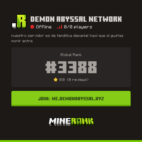 DEMON ABYSSAL NETWORK Server IP, Reviews and Vote Link - Minerank
