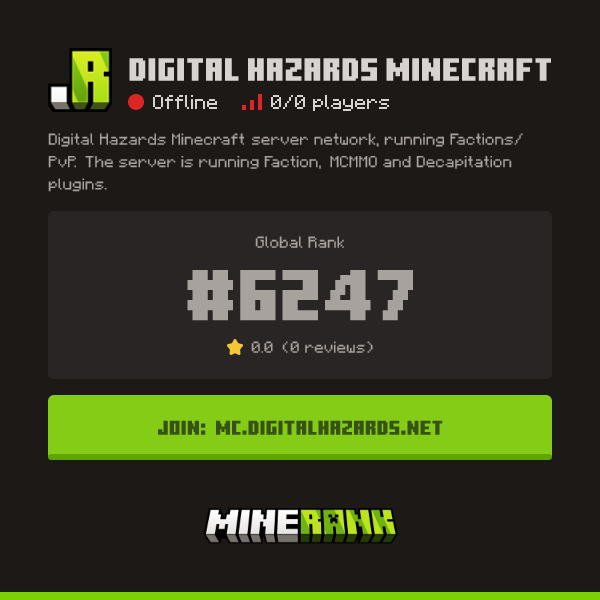 Digital Hazards Minecraft Server IP, Reviews and Vote Link - Minerank