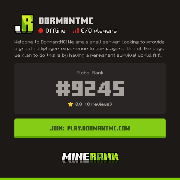 DormantMC Server IP, Reviews and Vote Link - Minerank