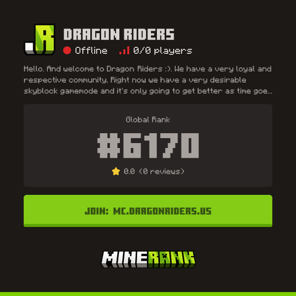 Dragon Riders Server IP, Reviews and Vote Link - Minerank