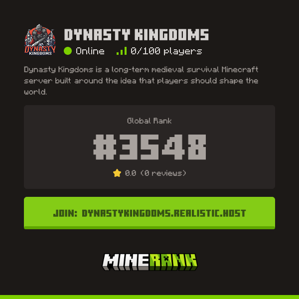 Dynasty Kingdoms Server IP, Reviews and Vote Link - Minerank