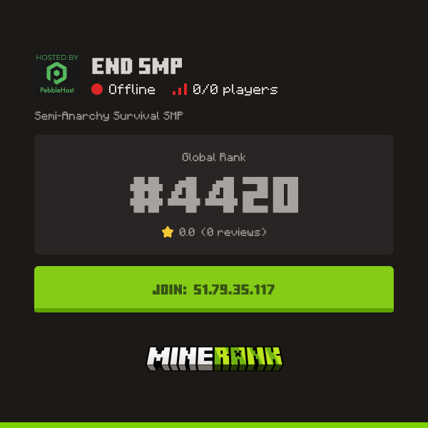 End SMP Server IP, Reviews and Vote Link - Minerank