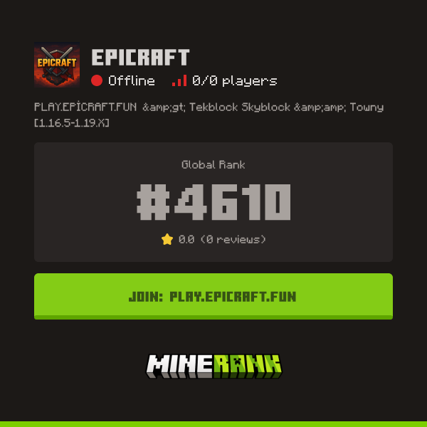 Epicraft Server IP, Reviews and Vote Link - Minerank