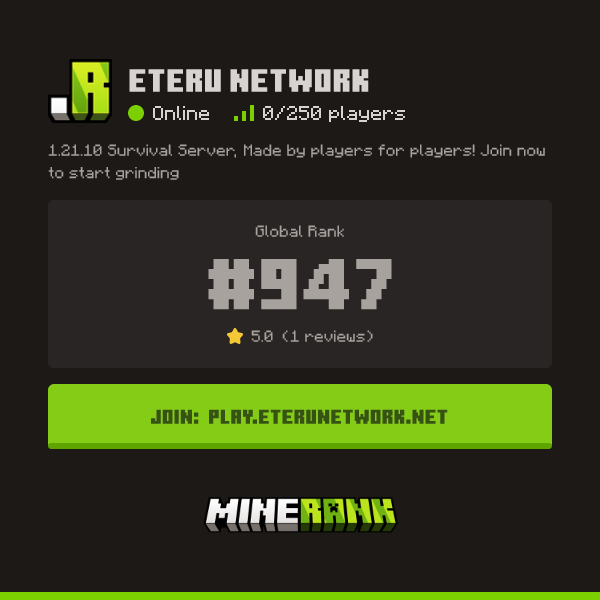 Eteru Network Server IP, Reviews and Vote Link - Minerank