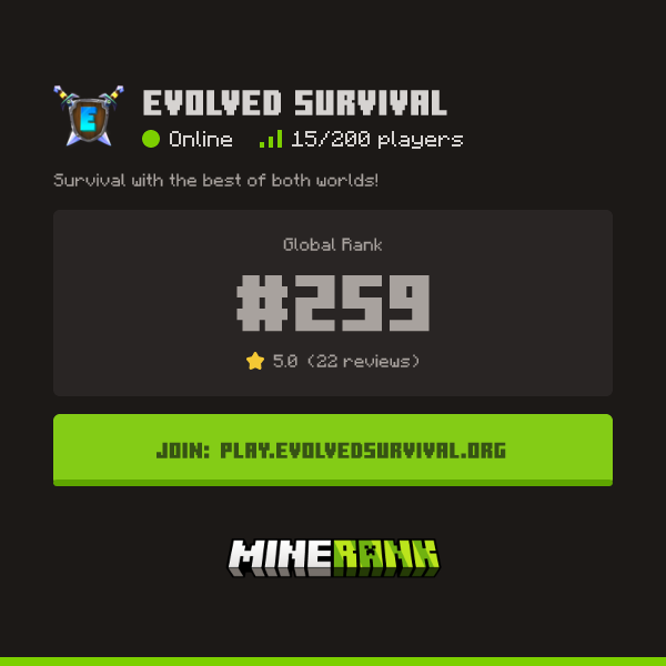 Send Your Vote & Review for Evolved Survival - Minerank