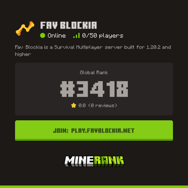Fav Blockia Server IP, Reviews and Vote Link - Minerank