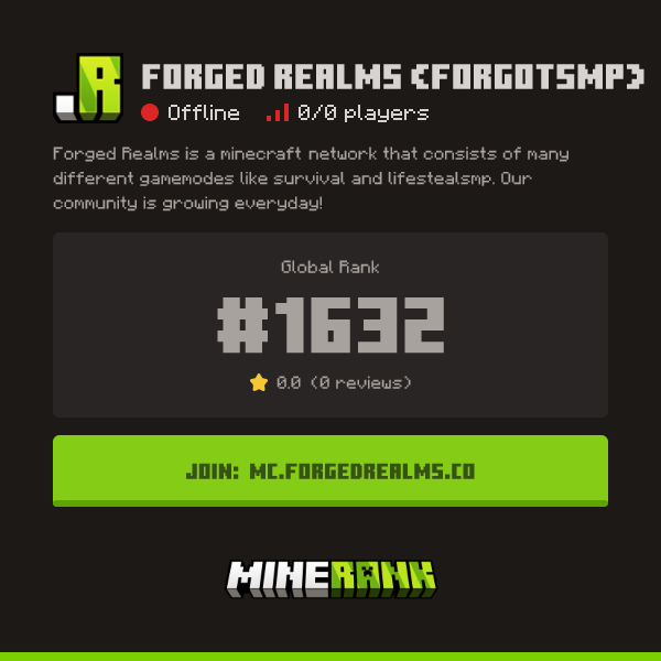 Forged Realms (ForgotSMP) Server IP, Reviews and Vote Link - Minerank