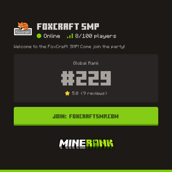 FoxCraft SMP Server IP, Reviews and Vote Link - Minerank