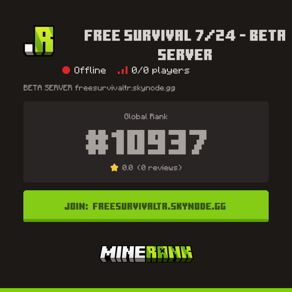 Free Survival 7/24 - BETA SERVER Server IP, Reviews and Vote Link ...